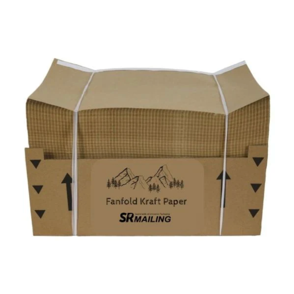 SR eco-friendly kraft fanfold paper front view